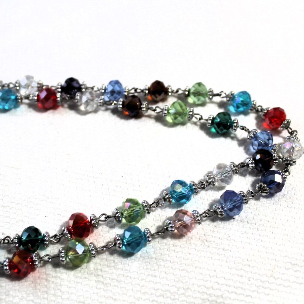 Premier Designs Long Glass Beads Silver Tone Necklace - Picture 6 of 8